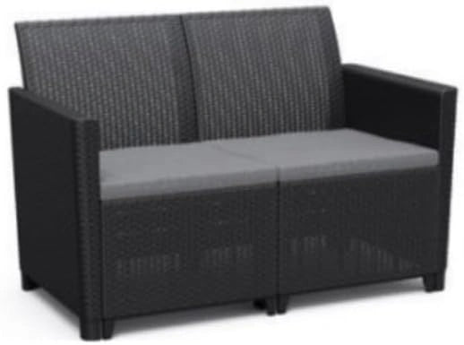 Canap¨¦ 2 Places en R¨¦sine Graphite/Gris Clair - Keter Marie