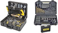 Kit d'Outils STANLEY, 142 Pi¨¨ces ¨C Comprend Pinces, Cl¨¦ ¨¤ Molette, Tournevis, Scie ¨¤ M¨¦taux, Cutter et Ensemble de Forets