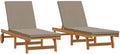 Chaise Longue Double en Bois d'Acacia Massif Marron, R¨¦glable et Confortable pour Jardin