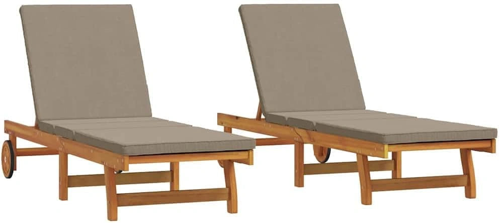 Chaise Longue Double en Bois d'Acacia Massif Marron, R¨¦glable et Confortable pour Jardin