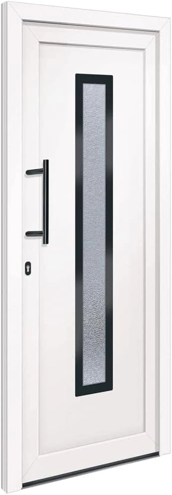 Porte d'entr¨¦e en PVC blanc 88x200 cm