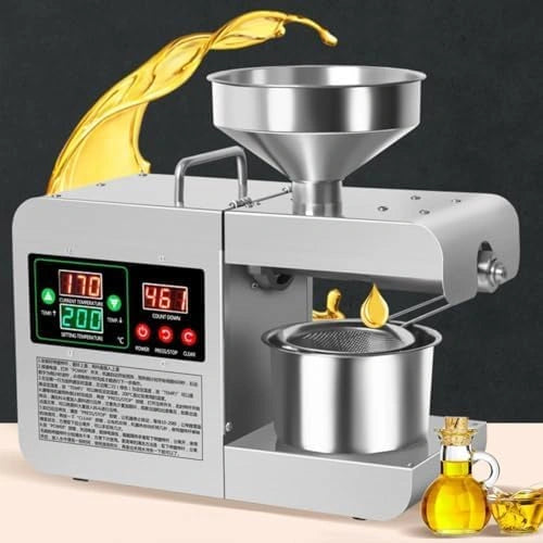 Extracteur d'Huile ¨¦lectrique 820W en Acier Inoxydable 304, Presse Multifonction pour Graines et Noix, Utilisation Domestique et Professionnelle