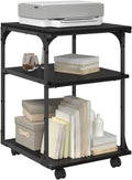 Chariot Mobile pour Imprimante avec Roulettes, Meuble de Bureau en Ch¨ºne Noir 43 x 48 x 64 cm