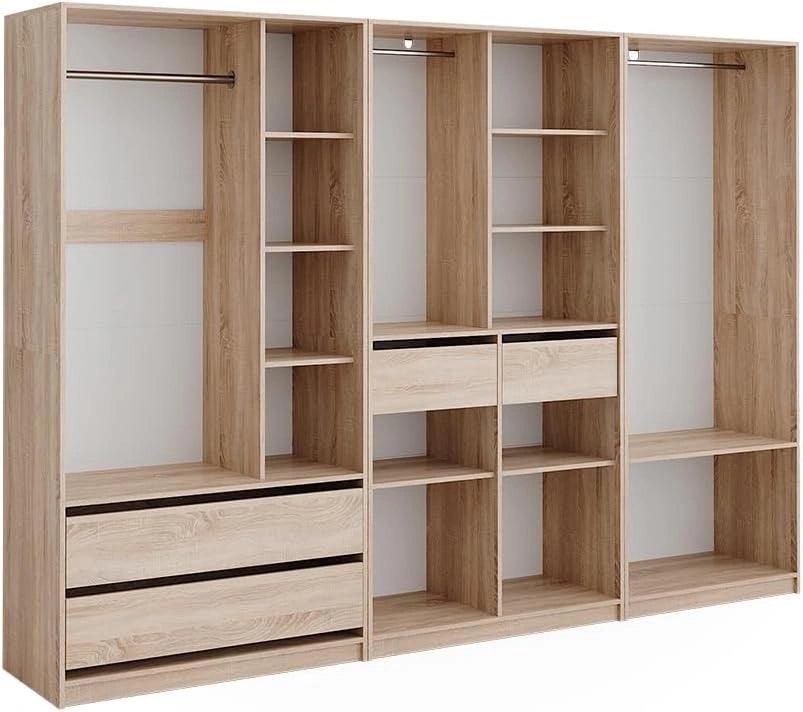 Armoire ¨¤ V¨ºtements Vicco Elmo Sonoma 280x200cm - Ensemble de 3 pour Rangement Polyvalent