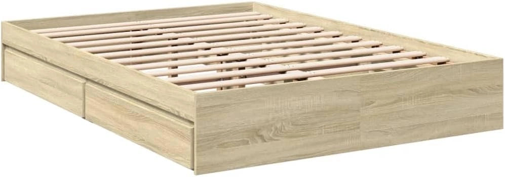 Cadre de lit avec tiroirs en ch¨ºne Sonoma 140x190 cm - Structure robuste