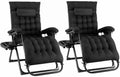 Ensemble de 2 Chaises Longues Pliables Ext¨¦rieures avec Coussin et Porte-gobelet, Dossier R¨¦glable, Capacit¨¦ 160 kg, pour Jardin et Piscine (Noir)