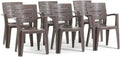 Chaises Empilables d'Ext¨¦rieur Effet Bois avec Accoudoirs - Lot de 6, Gris Tourterelle