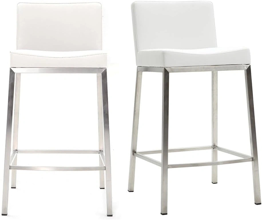 Tabourets de Bar Design Blanc, 66 cm, Lot de 2 - Mod¨¨le Epsilon par Miliboo