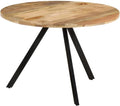 Table Ronde en Bois de Manguier et M¨¦tal Noir, Style Industriel pour Salle ¨¤ Manger