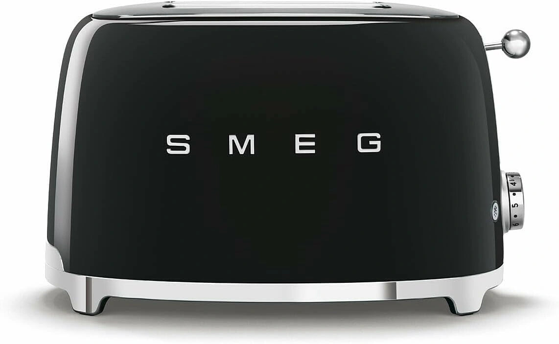 Grille-pain Smeg 2 Tranches Noir, 950W, 6 Niveaux, Fonction Bagel et D¨¦cong¨¦lation