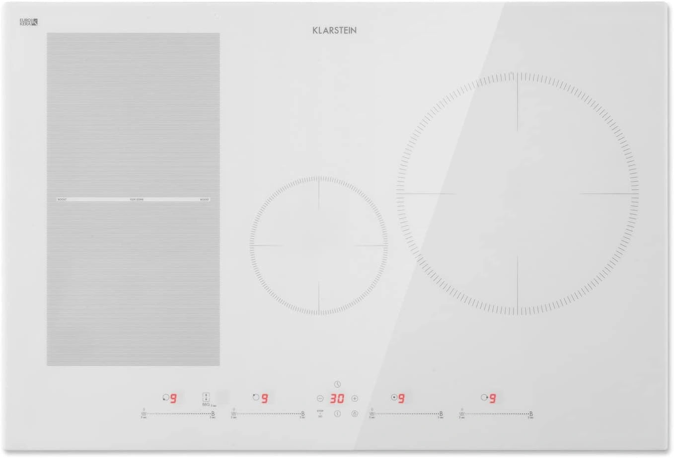 Table de Cuisson ¨¤ Induction KLARSTEIN Delicatessa, 4 Zones, 7000W, Vitroc¨¦ramique 80cm, Blanc Mat