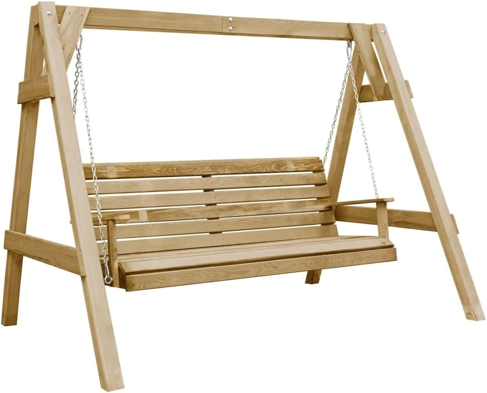 Balancelle de Jardin en Bois de Pin avec Toit, 205x150x157 cm, pour Terrasse et Ext¨¦rieur