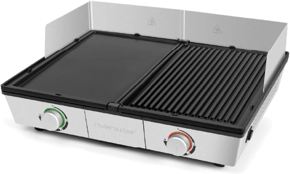 Gril Plancha Professionnel Bi-Zone en Inox - Cuisson R¨¦glable 1910 cm2