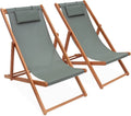 Transats en Bois d'Eucalyptus avec Coussins T¨ºte - Ensemble de 2, Design Savane