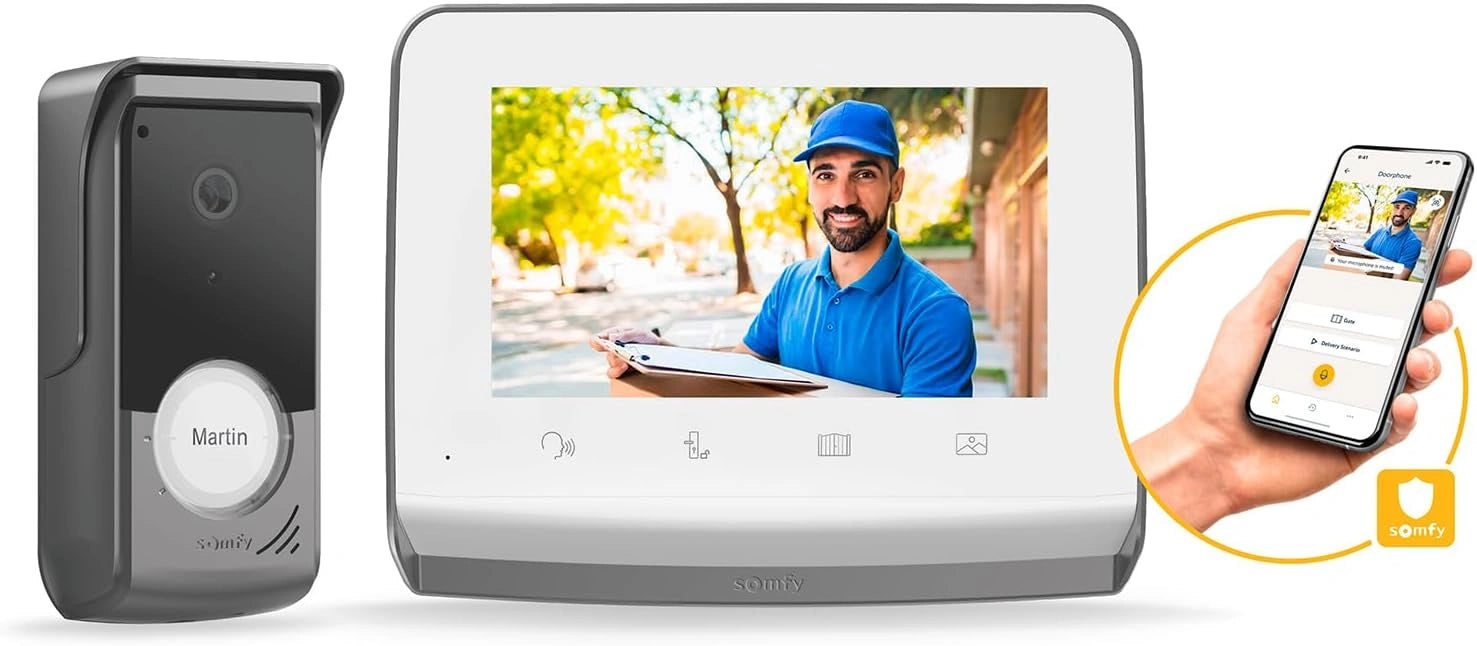 Visiophone Connect¨¦ Somfy V350 - ¨¦cran 7 pouces avec Vision Nocturne et Gestion ¨¤ Distance