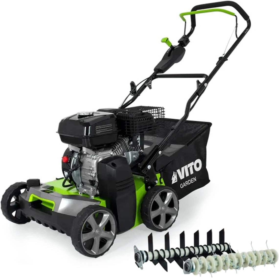 Scarificateur Thermique ¨¤ Essence 5,4 CV pour Pelouse de 2000 m2, Largeur 40 cm, R¨¦glage Facile, Bac de 45 L