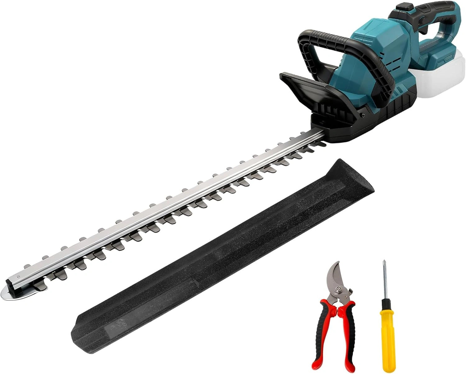 Taille-haie ¨¦lectrique 52 cm sans fil, moteur sans balais, compatible batterie 18V, espacement 15mm, t¨ºte pivotante 180¡ã (bleu, sans batterie)