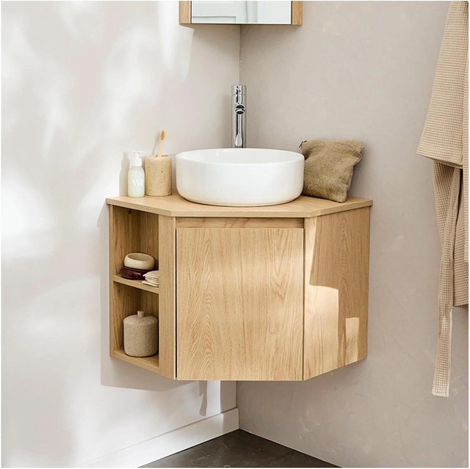 Meuble de Salle de Bain d'Angle Sorrento avec Vasque Blanche