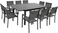 Salon de Jardin Extensible 10 Places en Aluminium Anthracite et Textil¨¨ne Gris - Mod¨¨le Venezia