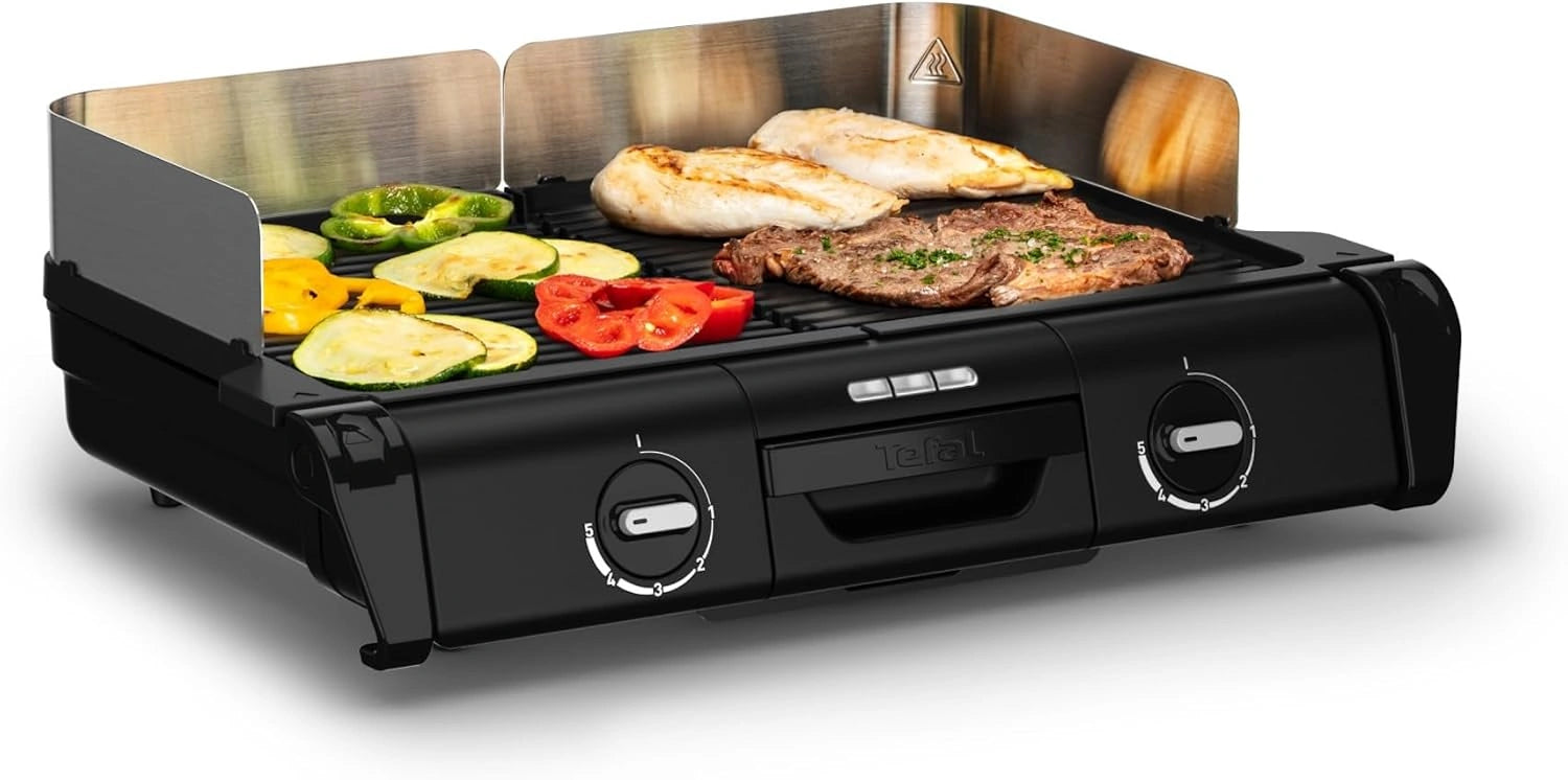 Tefal Barbecue ¨¦lectrique XL 2400W, Double Thermostat, Int¨¦rieur/Ext¨¦rieur, Surfaces Lavables Lave-Vaisselle TG800N10