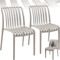 Lot de 2 Chaises de Jardin Empilables R¨¦sistantes aux Intemp¨¦ries - Ext¨¦rieur Taupe