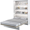 MEBLINI Lit Escamotable Vertical 140x200cm - Lit Pliant 1 Personne - Armoire Multifonction Blanche