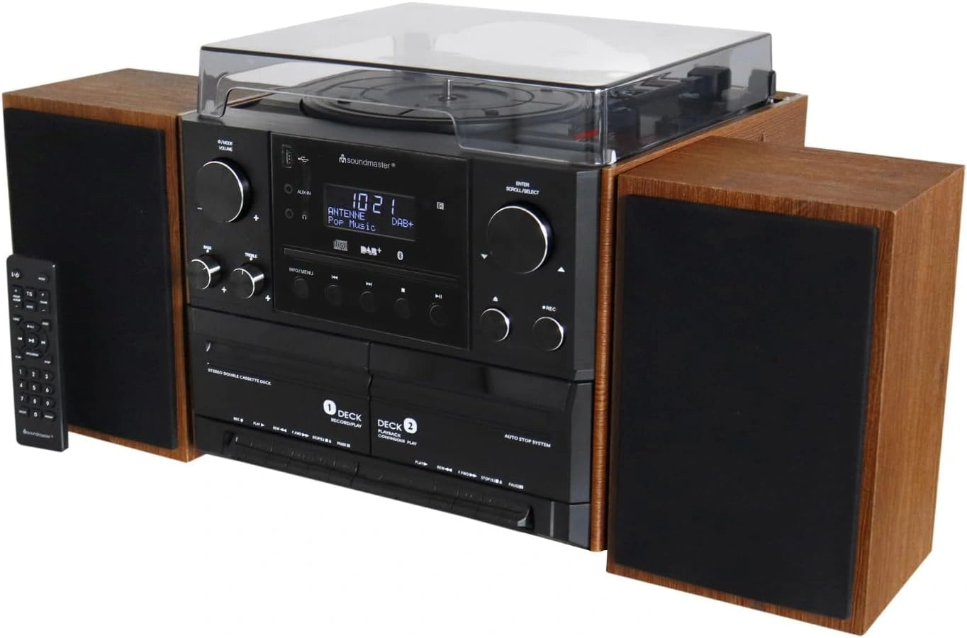 Cha?ne Hi-Fi Soundmaster MCD5600BR: Platine Vinyle, DAB+, Double Cassette, CD, USB, MP3, Bluetooth