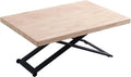 Table Basse R¨¦glable en Bois de Ch¨ºne et M¨¦tal Noir, 120x80x49-76 cm