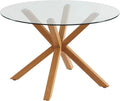 Table Ronde ¨¤ Manger en Verre Effet Ch¨ºne 120cm - Mod¨¨le Harry