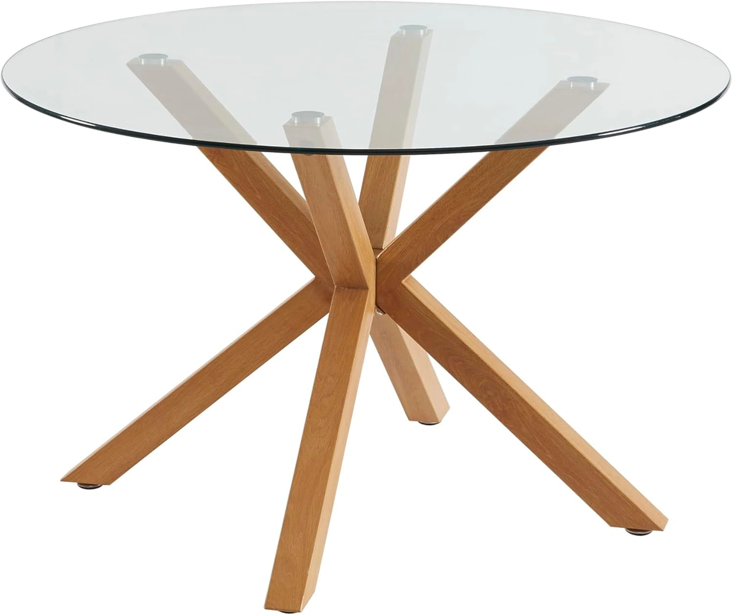Table Ronde ¨¤ Manger en Verre Effet Ch¨ºne 120cm - Mod¨¨le Harry