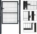 Portail de jardin en acier galvanis¨¦ anthracite 100x100 cm avec double fermeture
