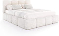 Lit Coffre Moderne 180x200 cm avec Sommier, Rangement Int¨¦gr¨¦, Tissu Doux, V¨¦rins ¨¤ Gaz, Blanc - Mod¨¨le DELICATO
