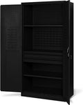 Armoire ¨¤ Outils en M¨¦tal avec Tiroirs et ¨¦tag¨¨res - Noir, 185x92x50 cm