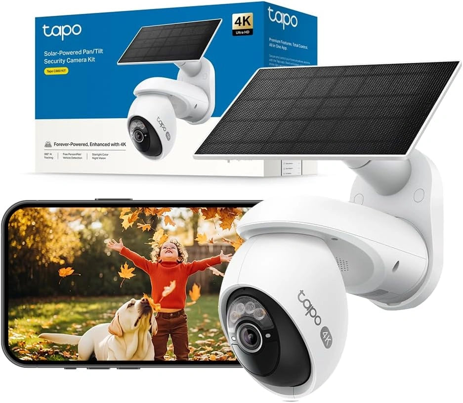 Cam¨¦ra Ext¨¦rieure 4K 8MP avec Panneau Solaire, 360¡ã et Vision Nocturne