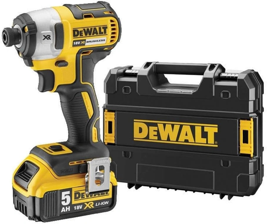 DEWALT - Visseuse ¨¤ Chocs Sans Fil 18V XR 5Ah ¨C Moteur Brushless ¨C Coffret TSTAK, 2 Batteries et Chargeur Inclus ¨C 3 Vitesses ¨C Mandrin 1/4''