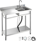 ¨¦vier en Inox Autonome pour Cuisine, Garage ou Restaurant avec Mitigeur et Tuyau 100x50x94cm