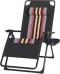 Chaise Longue Pliable de Jardin avec Porte-Gobelet, Dossier R¨¦glable, Fauteuil Relax pour Terrasse - Noir