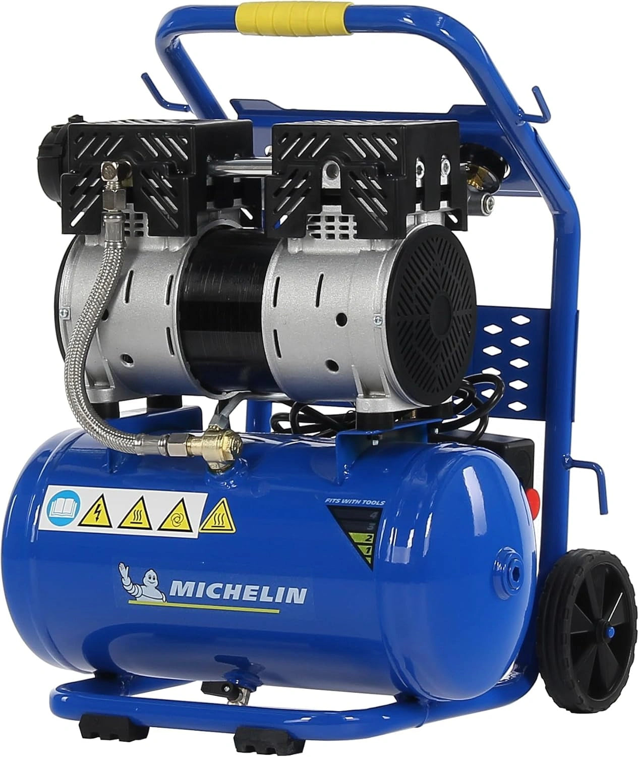 Compresseur d'air portable silencieux Michelin 10L, sans huile, 8 bar