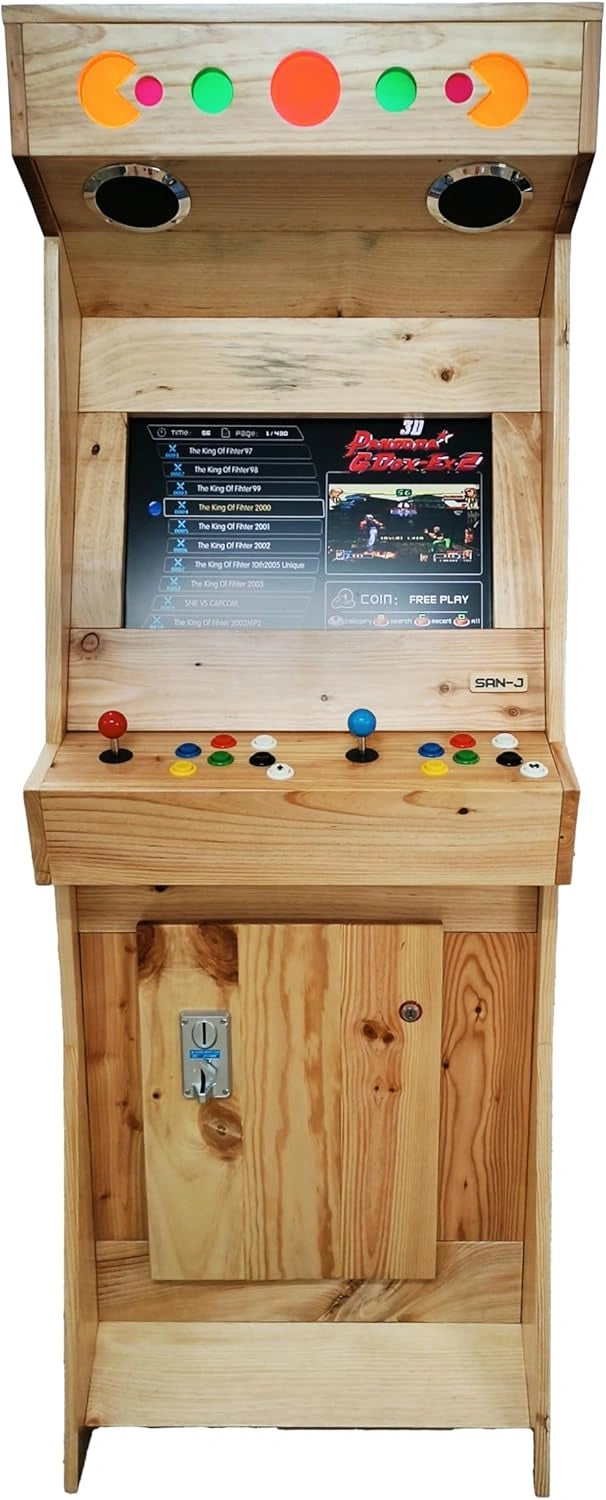 Borne d'Arcade R¨¦tro en Bois - 2 Joueurs - 4000+ Jeux - ¨¦cran LCD 22 pouces - Plug & Play - Fait Main