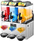 VEVOR Distributeur de Granit¨¦ 3 x 15 L en Acier Inoxydable - Machine ¨¤ Boissons Froides pour Restaurants et Bars