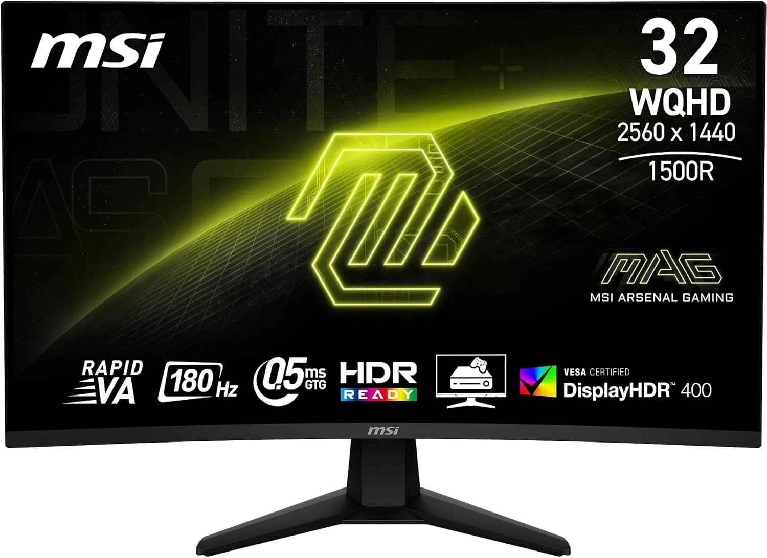¨¦cran Gamer MSI 31,5" QHD Incurv¨¦ - Rapid VA, 180Hz, HDR400, AMD FreeSync, AI Vision, VESA, HDMI/DP