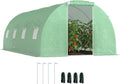 Serre de Jardin Tunnel 18m2 avec Fen¨ºtres et Porte en Acier Galvanis¨¦