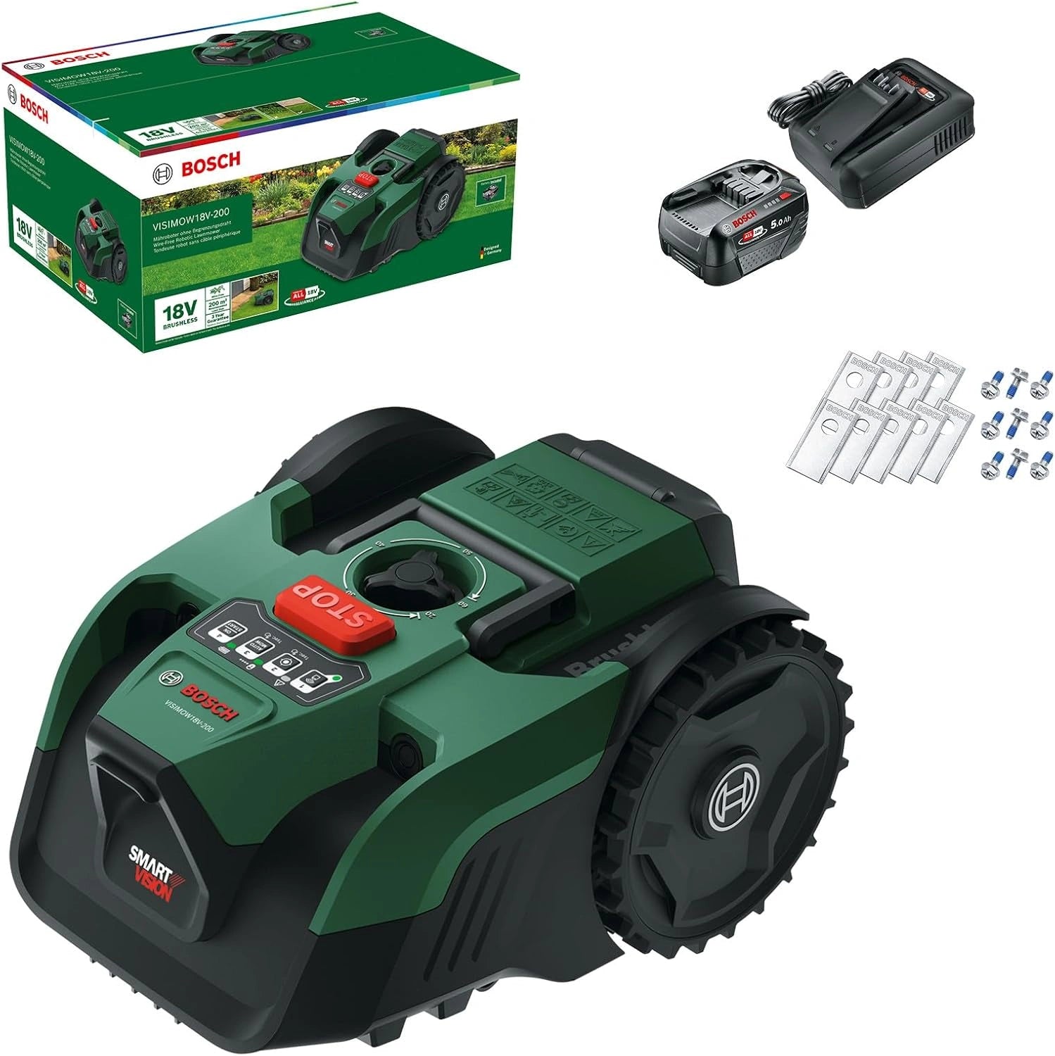 Tondeuse Robot Bosch sans Fil 18V pour Pelouses jusqu'¨¤ 200 m2