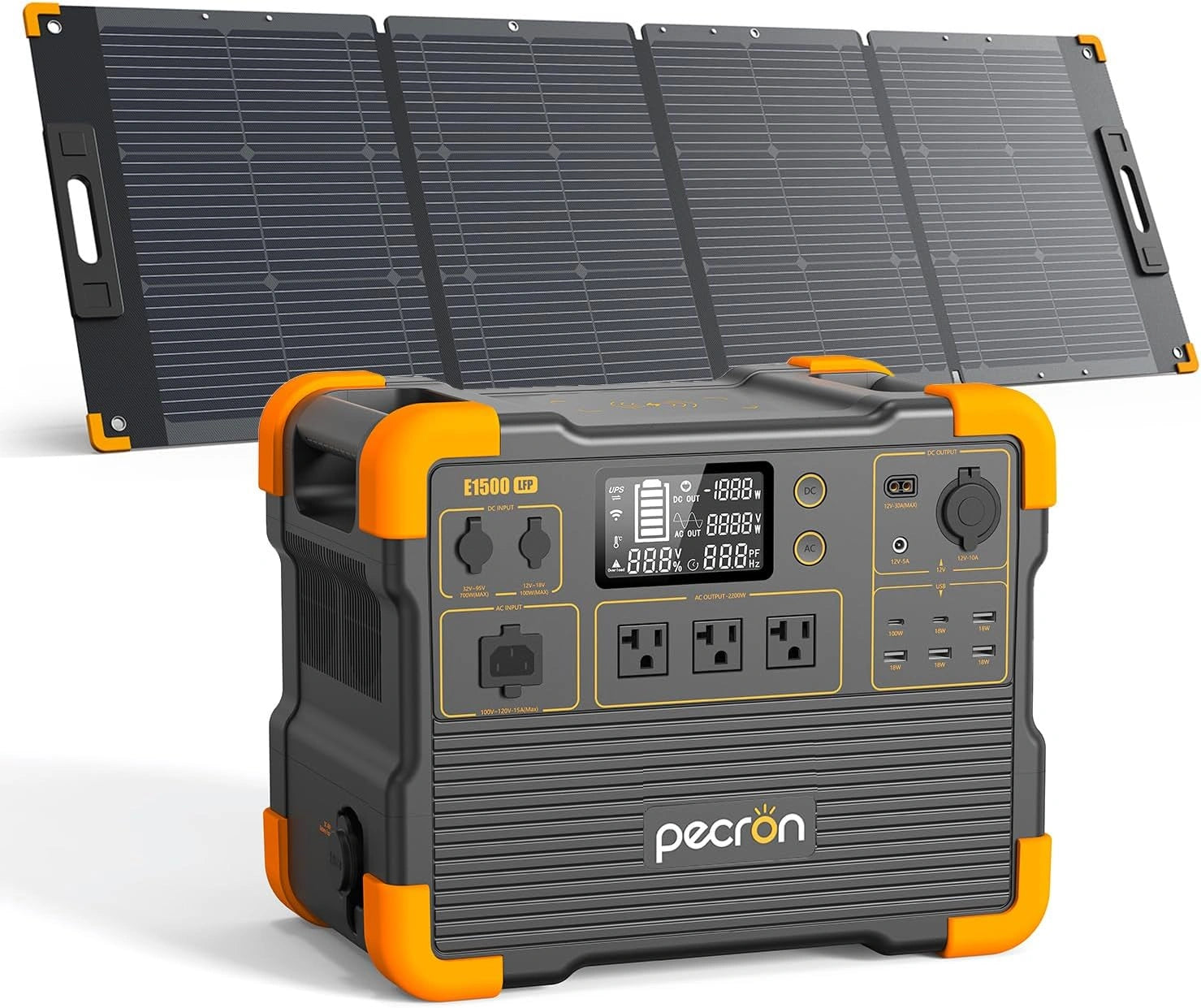 G¨¦n¨¦rateur Solaire Portable PECRON 2200W 1536Wh, Batterie LiFePO4 Extensible