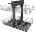 Organisateur d'angle coulissant pour armoire 800 mm, ouverture r¨¦versible, panier ¨¤ double niveau, montage inf¨¦rieur