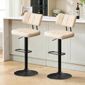 Paire de Tabourets de Bar R¨¦glables en Hauteur avec Dossier et Repose-Pieds en PU Beige
