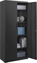 Armoire de Rangement en Acier avec Serrure, 5 Niveaux R¨¦glables, 40 x 80 x 180 cm, pour Garage et Bureau, Noir