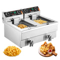 Friteuse ¨¦lectrique Commerciale VEVOR 2 x 11L, 2 x 3000W, Inox, Temp¨¦rature Ajustable 50-200¡ãC, Id¨¦ale pour Poulet Frit et Snacks