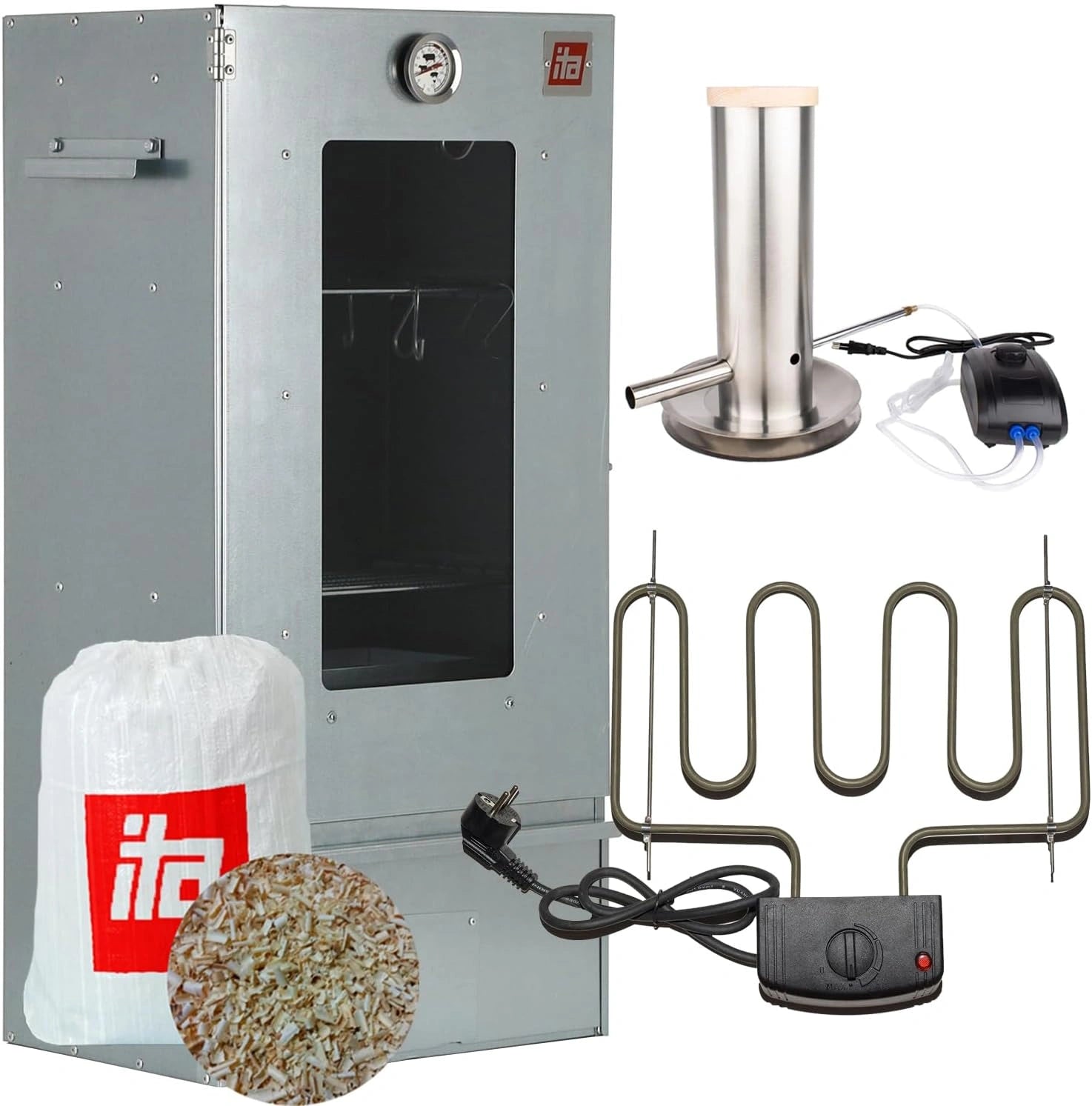 Fumoir ¨¦lectrique ITA 7000 avec Fen¨ºtre et Thermom¨¨tre ¨C Acier Alli¨¦, 3 Niveaux ¨C Qualit¨¦ Europ¨¦enne
