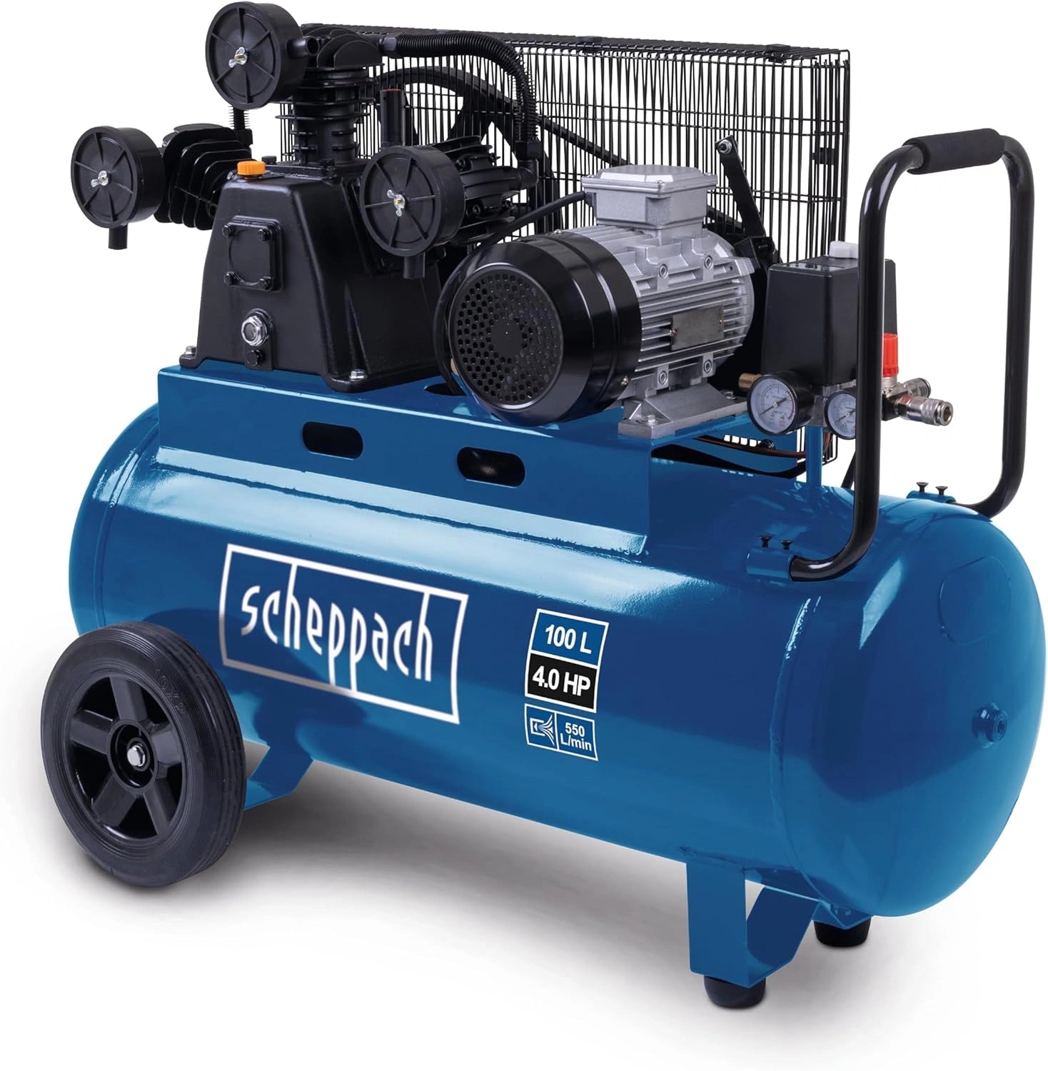 Compresseur d'air Scheppach HC550TC, 100L, 10 bar, 550L/min, 400V, 3000W, Tri-cylindres